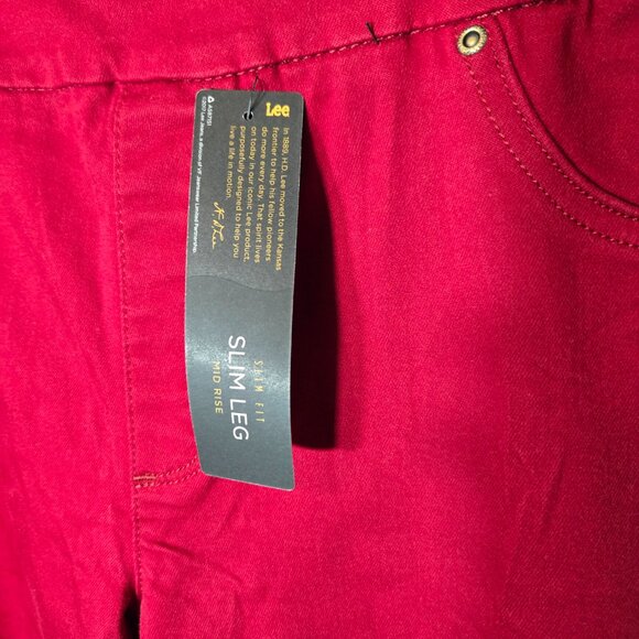 Lee Red Women's Sculpting Slim Fit Slim Leg Pull On Jean Size 14 NWT - Picture 7 of 9